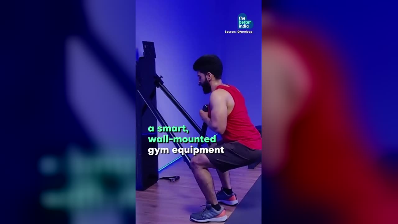 Aroleap X wall-mounted smart home gym in use, from The Better India video